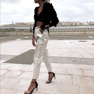 Zara Silver Metallic Pants